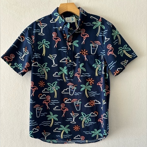 Chubbies The Neon Light Print Men's Short Sleeve Lightweight Polo Size Small - Picture 3 of 6
